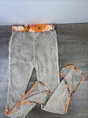 Z&L Handmade Crochet Mesh Flare Pants Boho Festival Cover-Up Size M